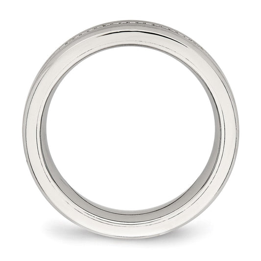 Chisel Stainless Steel Brushed and Polished with CZ 6.5mm Band