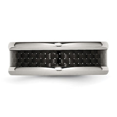 Chisel Stainless Steel Polished with Black Carbon Fiber Inlay 8mm Band