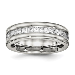 Chisel Stainless Steel Polished with CZ 7mm Band