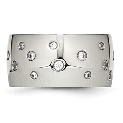 Chisel Stainless Steel Polished CZ 12mm Band