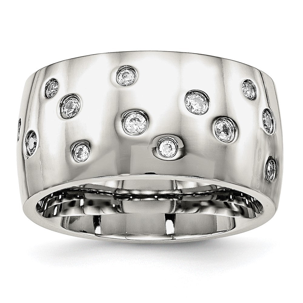 Chisel Stainless Steel Polished CZ 12mm Band