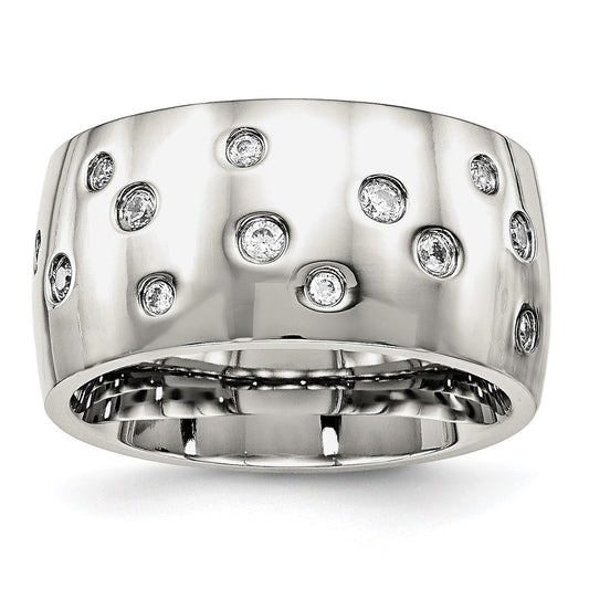 Chisel Stainless Steel Polished CZ 12mm Band