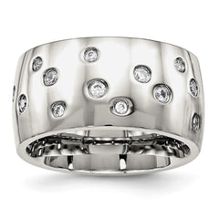 Chisel Stainless Steel Polished CZ 12mm Band
