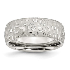 Chisel Stainless Steel Brushed and Polished Textured 8mm Band
