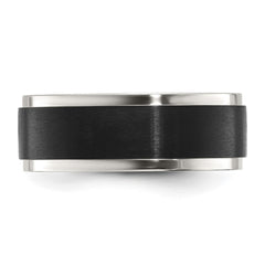 Chisel Stainless Steel Polished with Black IP-plated Brushed Center 8mm Band