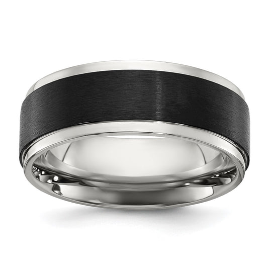 Chisel Stainless Steel Polished with Black IP-plated Brushed Center 8mm Band
