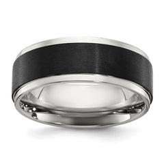 Chisel Stainless Steel Polished with Black IP-plated Brushed Center 8mm Band