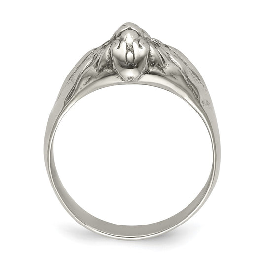 Chisel Stainless Steel Antiqued and Polished Lion Head Ring