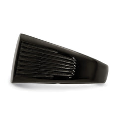Chisel Stainless Steel Polished Black IP-plated Signet Ring