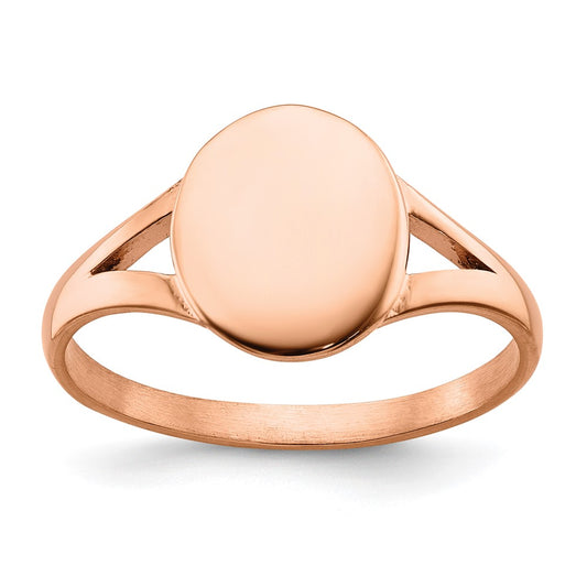 Chisel Stainless Steel Polished Rose IP-plated Oval Disc Ring
