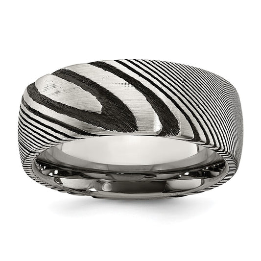 Chisel Damascus Steel Polished 8mm Band