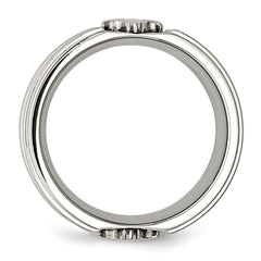 Chisel Stainless Steel Brushed and Polished Fleur de lis 10mm Band