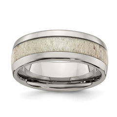 Chisel Stainless Steel Polished with Antler Inlay 8mm Band