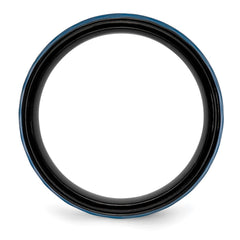Chisel Stainless Steel Brushed and Polished Black and Blue IP-plated 8mm Band