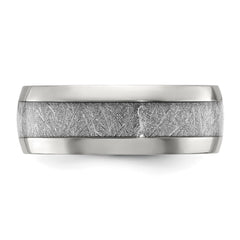 Chisel Stainless Steel Polished Glitter Paper Inlay Center 8mm Band