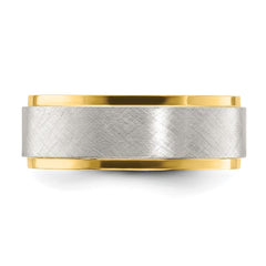 Chisel Stainless Steel Polished Yellow IP-plated with Brushed Center 8mm Band