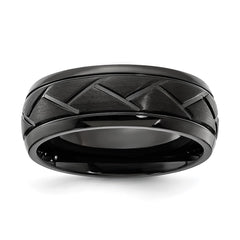 Chisel Stainless Steel Black IP-plated Brushed Center 8.00mm Band