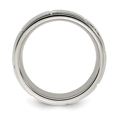 Chisel Stainless Steel Polished with Brushed Center with CZ 7.00mm Band