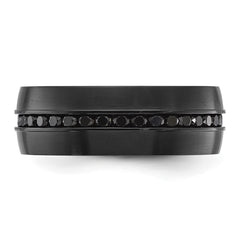 Chisel Stainless Steel Brushed Black IP-plated with Black CZ 8mm Band