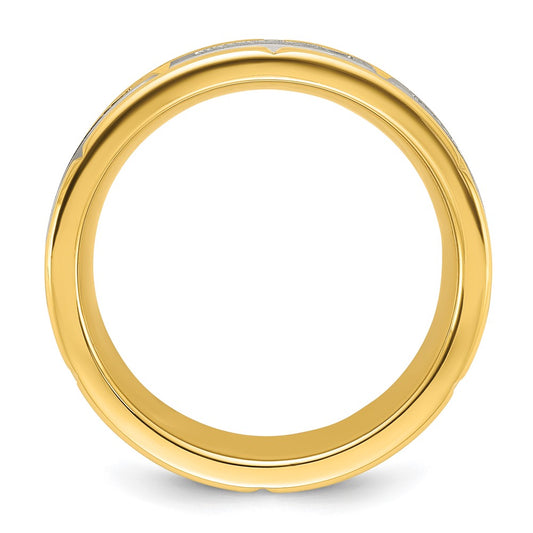 Chisel Stainless Steel Brushed and Polished Yellow IP-plated CZ 8mm Band