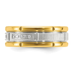 Chisel Stainless Steel Brushed and Polished Yellow IP-plated CZ 8mm Band