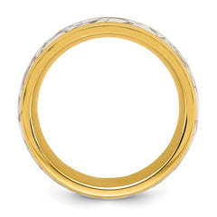Chisel Stainless Steel Polished Yellow IP-plated with Ceramic Fragments Inlay 8mm Band