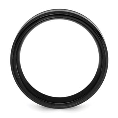 Chisel Stainless Steel Polished Black IP-plated Skulls with Blue Carbon Fiber Inlay 8mm Band