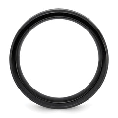 Chisel Stainless Steel Polished Black IP-plated with Wood Inlay Deer in Forest Design 9mm Band