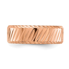 Chisel Stainless Steel Polished Rose IP-plated Grooved 8mm Band