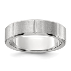 Chisel Stainless Steel Brushed and Polished Grooved 6mm Band