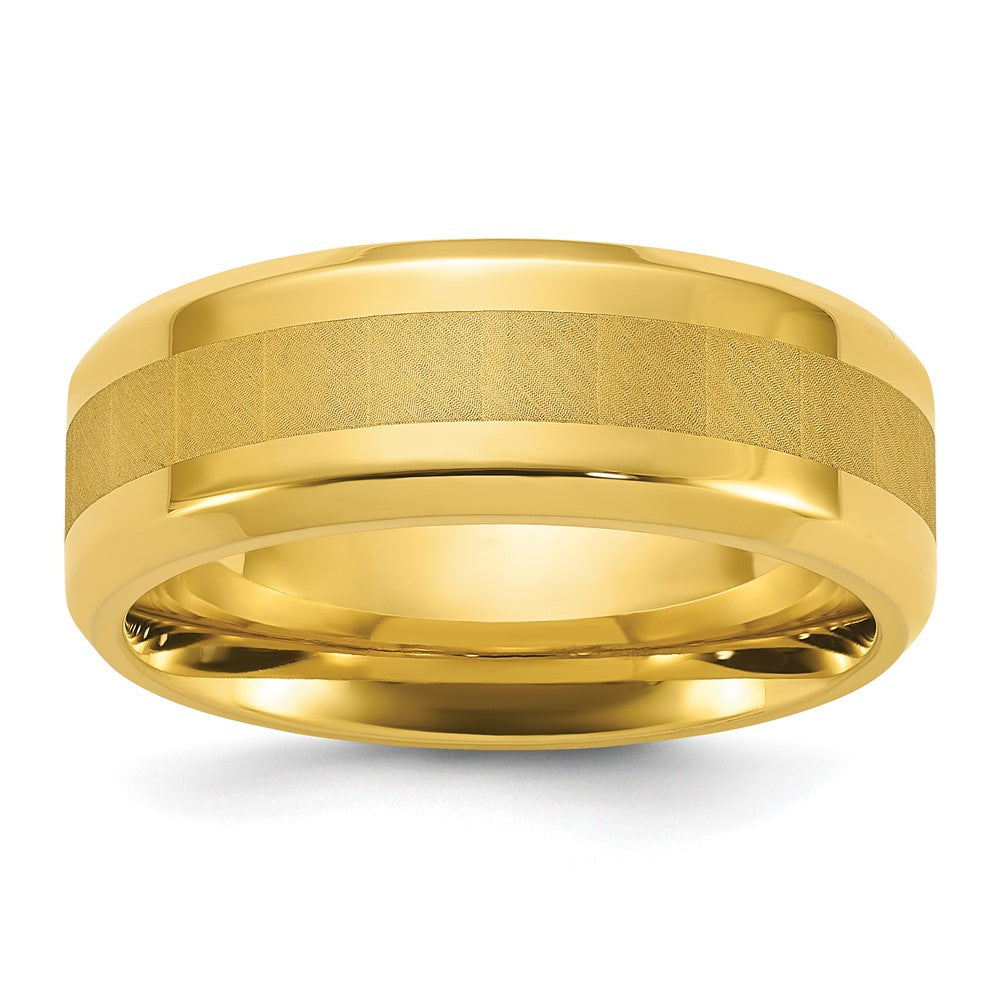 Chisel Stainless Steel Polished Yellow IP-plated Brushed Center 8mm Band