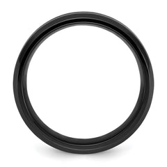 Chisel Stainless Steel Polished Black IP-plated Brushed Center 8mm Band