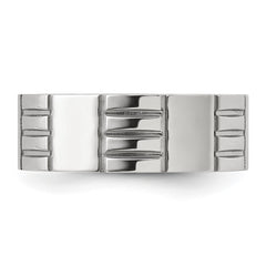 Chisel Stainless Steel Polished and Grooved 8mm Band