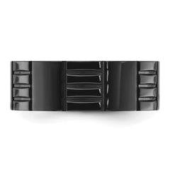Chisel Stainless Steel Polished Black IP-plated Grooved 8mm Band