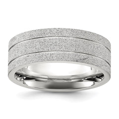 Chisel Stainless Steel Polished Laser-cut and Grooved 8mm Band