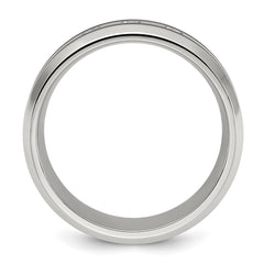 Chisel Stainless Steel Brushed and Polished Enameled with CZ 8mm Band