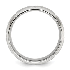 Chisel Stainless Steel Brushed and Polished Grooved 8mm Band
