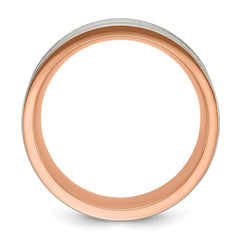 Chisel Stainless Steel Brushed Rose IP-plated Stripes 8mm Band