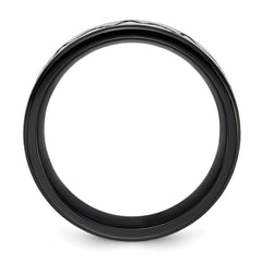 Chisel Stainless Steel Brushed Black IP-plated Heartbeat 8mm Band