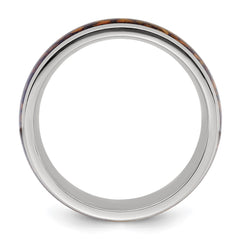 Chisel Stainless Steel Polished with Yellow Tiger's Eye Inlay 8mm Band