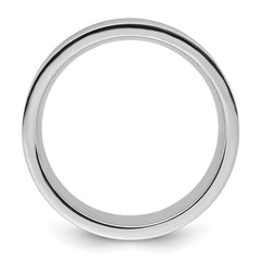 Chisel Stainless Steel Polished with Black Resin and Wood Inlay 8mm Band