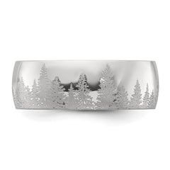 Chisel Stainless Steel Polished with Lasered Tree Design 8mm Band