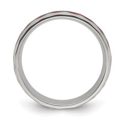 Chisel Stainless Steel Brushed and Hammered with Wood Inlay 8mm Band