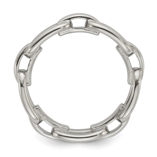 Chisel Stainless Steel Polished 6mm Chain Link Design Ring