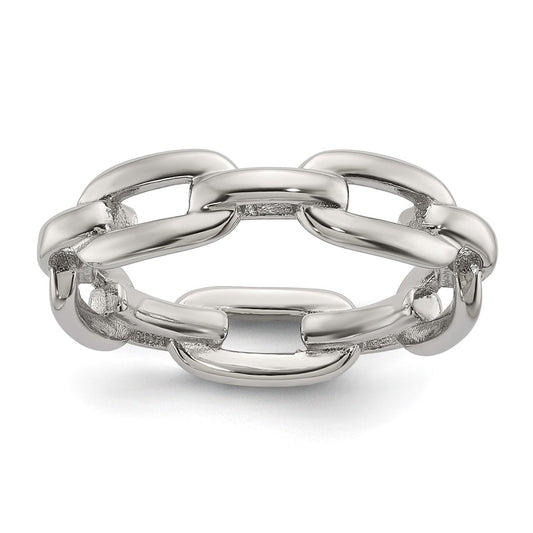 Chisel Stainless Steel Polished 6mm Chain Link Design Ring