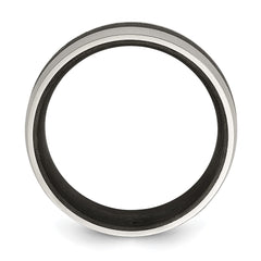 Chisel Stainless Steel Brushed and Polished Black Carbon Fiber Inlay 8mm Band