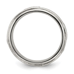Chisel Stainless Steel Polished Cross 7.7mm Grooved and Beaded Band
