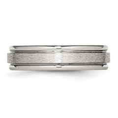 Chisel Stainless Steel Polished with Satin Center 6mm Grooved Edge Band