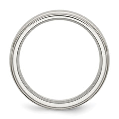 Chisel Stainless Steel Polished with Brushed Center 7mm Ridged Edge Band