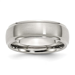 Chisel Stainless Steel Polished with Brushed Center 7mm Ridged Edge Band